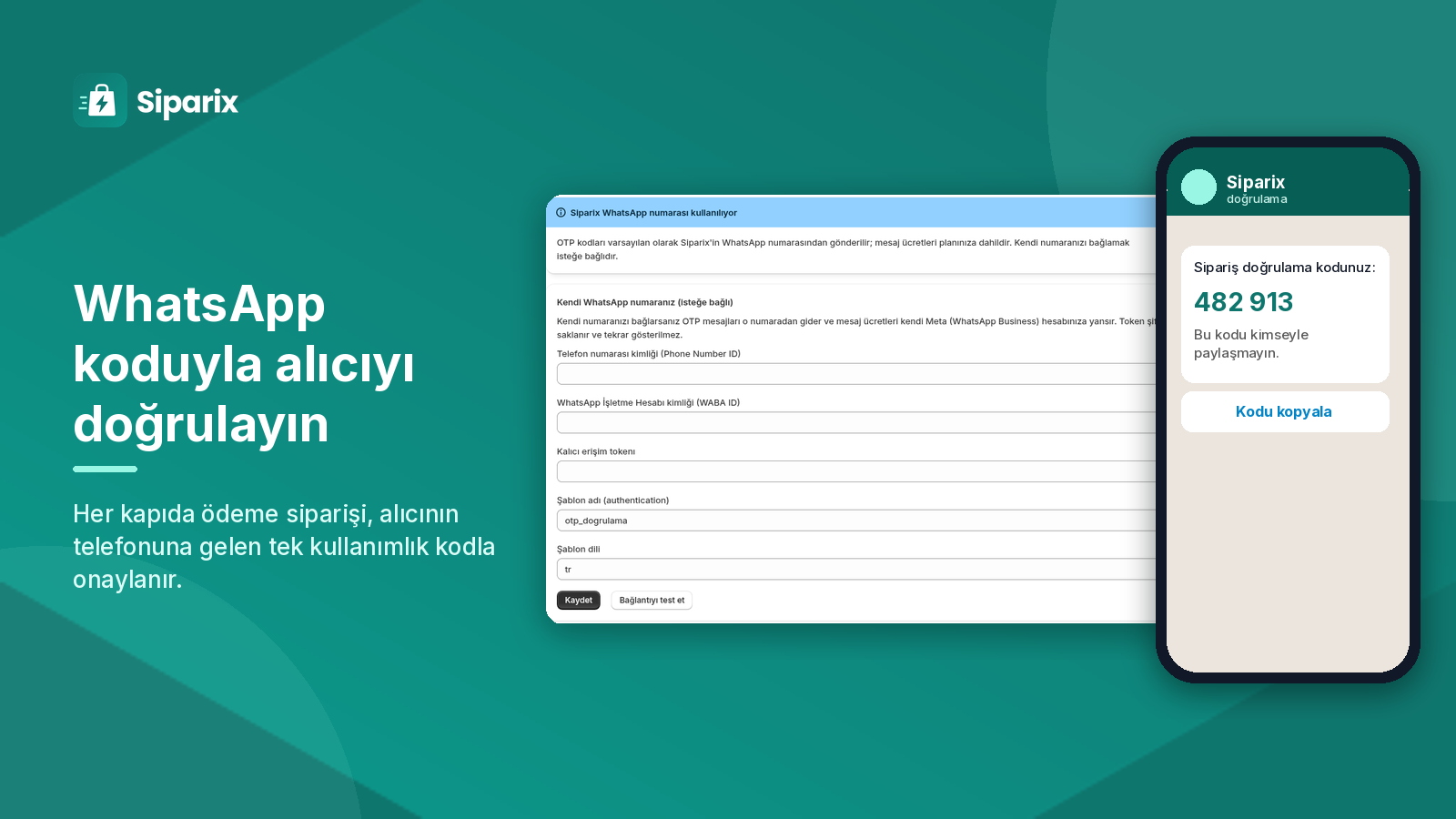 WhatsApp doğrulama ayarları ve örnek doğrulama kodu mesajı